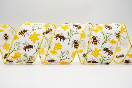 Συλλογή Άνοιξης Λουλούδι με Μέλισσες Κορδέλα_KF7490GC-1-6_λευκό